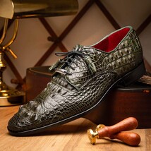 Nilo Genuine Crocodile Skin Deby's Oxford Dress Shoes Forest Green image 10