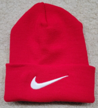 Vintage 1990s RED Nike Swoosh Beanie RARE NEW Cap - $27.82