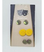 GORE&#39;S ART 3 Pair Post Multicolor Smiley Earrings NEW Art Deco - £12.76 GBP