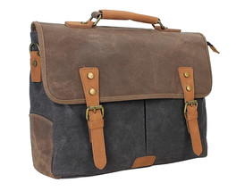 Vagarant Traveler Vintage Cotton Wax Canvas Laptop Messenger Bag CM19.GRY - £61.55 GBP