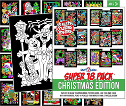 Super Pack of 18 Fuzzy Velvet Coloring Posters (Christmas Edition) - Excellent F - £13.90 GBP