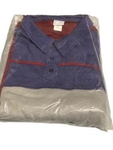 Casual Joe Mens Shirt 4XL Blue Red Striped Long Sleeve Polo Pullover Waffle - $24.65