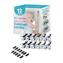 Child Locks For Cabinets And Drawers - 12 Pack - No Drill Baby Proofing Cabinets - $24.99