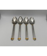 Set of 4 Christian Dior Stainless Steel GAUDRON Gold Accent Place Soup S... - $1,116.94 MXN