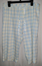 New Womens Karen Neuburger Pretty Pastel Plaid Knit Pajama Capri Pant Size Xl - £18.64 GBP
