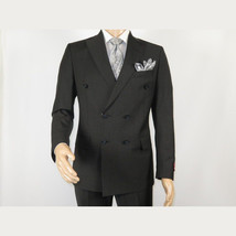 Men Suit BERLUSCONI Turkey 100% Italian Wool 180's Double Breasted #Ber23 Gray image 3