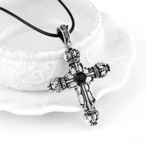 The Vampire Diaries Unique Red and Black Crystal Sacred Crown Cross Necklace - $4.95+