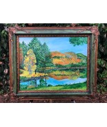 RAY OLSEN Original ABSTRACT MODERN MOUNTAIN LAKE LANDSCAPE NEW ENGLAND A... - $792.00