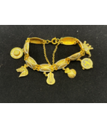 Vintage Damascene Charm Bracelet – Toledo Style Spain – 7” - $1,138.13 MXN