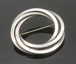 Max Standoager Denmark 925 Silver - Vintage Open Circles Brooch Pin - BP7195 - £70.63 GBP