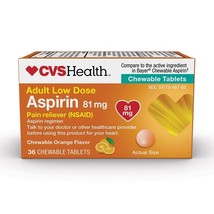 CVS Adult Low Dose Aspirin 81mg Chewable Orange Flavor  36 Count - £2.61 GBP