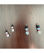 Earrings 2 Pendants Beaded Snowman - $11.52