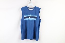 Vintage Nike Boys Size Large Faded Spell Out Sleeveless T-Shirt Blue Cotton - $19.75