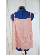 Shein Curve Size 3XL Light Pink Floral Eyelash Hem Lace Camisole Top - $14.87