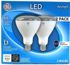 1 Box GE LED BR30 Daylight 10w Dimmable 650 Lumens Indoor Floodlight 2 Ct Bulbs - £14.38 GBP