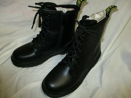 Dream Pairs Fight-1K Girls Leather Lace Up Heeled Boots 7&quot; Tall Size (4) C-Black - £31.45 GBP