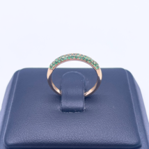 14ct Yellow Gold Green Tsavorite 3 Row Dome Shaped Pave Set Ring 0.38ct - $333.21