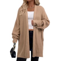 Oversized Cardigan Sweaters For Women Open Front Waffle Knit Plus Size C... - £58.46 GBP