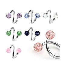 PiercedOff Multipack of 7 Twist Ring with Super Glitter Balls 16GA (1.2mm)  - $33.00