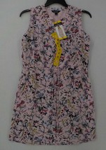 Original Nicole Miller Dress SZ S Pink Print Sleeveless Button-up V-neck Pockets - £11.58 GBP