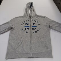 Aeropostale Men's Gray Full Zip Drawstring Hooded Sweatshirt Size Medium image 14