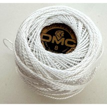 DMC Coton Perle Ball Embroidery Thread No. 8 Blanc White 10g 87m Cotton ... - £2.24 GBP