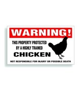 Warning DECAL trained CHICKEN for hen chick house coop or animal farm fence - £7.81 GBP