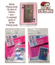 Barbie Playing Cards 50 years of Fashion plus 2 unopened packs of Trading Cards - £16.74 GBP