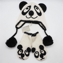 Clásico Alpaca Panda Niños Sombrero Y Mitones Juego Nwt - £43.43 GBP