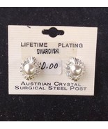 Swarovski crystal and faux pearl stud earrings - £7.82 GBP