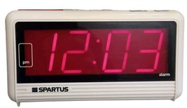 Vintage Spartus Bianco Sveglia LED 1181-61 Grande Display Testato - £9.22 GBP