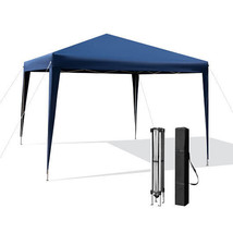 10 x 10 Feet Outdoor Pop-up Patio Canopy for  Beach and Camp-Blue - Color: Blue - £126.97 GBP