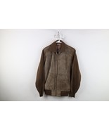 Vtg 70s Streetwear Mens Large Faded Suede Leather Knit Sweater Jacket Sw... - $89.05