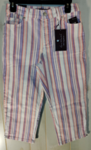 Nwt Womens $50 Gloria Vanderbilt &quot;Amanda&quot; Ribbon Pink Stripe Capri J EAN S Size 4 - £22.02 GBP