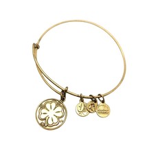 ALEX and ANI Gold Tone 4 Leaf Clover  Expandable Charm Bangle Bracelet - £10.25 GBP