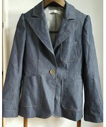 Andrea Behar Blue Denim Jean one Button Blazer Jacket Coat Size 8 New - $18.40