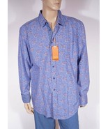 Hugo Boss Orange Cliffe Men&#39;s Blue Geometric Spread Collar Casual Dress ... - £33.52 GBP