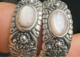 Vintage Late Edwardian Navajo Sterling Silver Earrings with Milk Opals 7.44 gram - £94.17 GBP