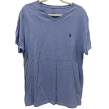 Polo Ralph Lauren Men&#39;s Short Sleeve Solid Light Blue V-Neck T-Shirt Logo Large - £8.18 GBP