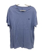 POLO RALPH LAUREN Men&#39;s Short Sleeve Solid LIGHT BLUE V-Neck T-Shirt Log... - £8.18 GBP