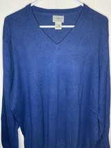 LL Bean Sweater Mens XL Pullover Sweater Long Sleeve V Neck Blue Cotton ... - $16.99