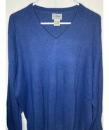 LL Bean Sweater Mens XL Pullover Sweater Long Sleeve V Neck Blue Cotton ... - £13.54 GBP