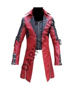 Dracula Leather Coat Men Military Style Gothic Coat Red Black Real Leath... - $279.99