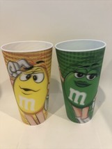 M&amp;M&#39;s World 3D Characters 24oz Cup Tumbler Set of 2 New Yellow &amp; Green - £10.18 GBP