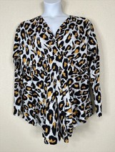 NWT Allegrace Womens Plus Size 3X Animal Print V-neck Stretch Blouse Long Sleeve - £21.15 GBP