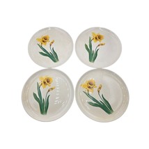 Jonquil by Universal Set of 4 Luncheon Plates White Body, Yellow Flower ... - $58.19