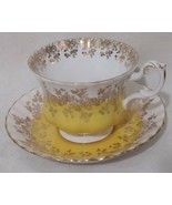Royal Albert Regal Series Tea Cup &amp; Saucer Yellow England Bone China - $25.04 CAD