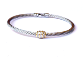 Charriol Womens 18K Yellow Gold Stainless Steel Encased Diamond Cable Bracelet - £379.77 GBP