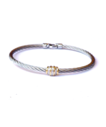 Charriol Womens 18K Yellow Gold Stainless Steel Encased Diamond Cable Br... - £377.83 GBP