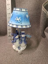 3 Snowmen 1 Tree Christmas Holiday Tea Light Holder Let It Snow Blues Sn... - $10.45